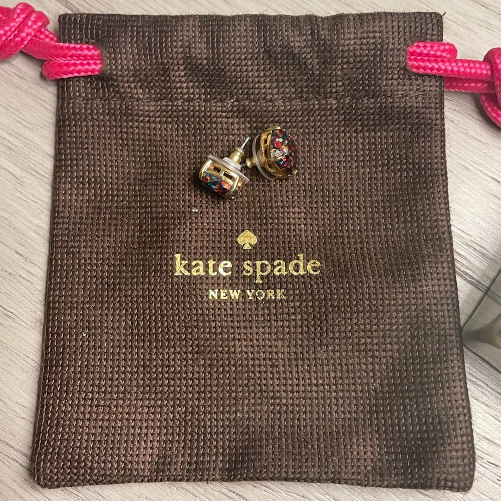 Kate Spade Multi Color Stud earrings with gold detail.